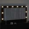 Toalett Tükör LED -es lámpákkal Fekete tölgy 100 x 55 x 18 cm