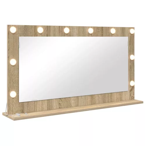 Toalett Tükör LED -es lámpákkal Sonoma tölgy 100 x 55 x 18 cm