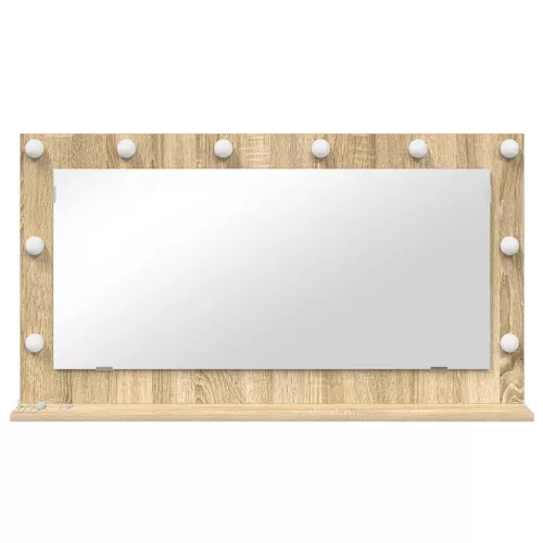Toalett Tükör LED -es lámpákkal Sonoma tölgy 100 x 55 x 18 cm