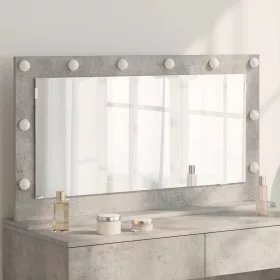   Toalett Tükör LED -es lámpákkal Beton Szürke 100 x 55 x 18 cm