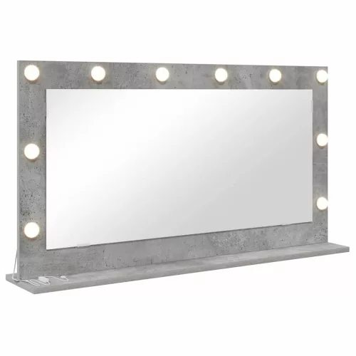 Toalett Tükör LED -es lámpákkal Beton Szürke 100 x 55 x 18 cm