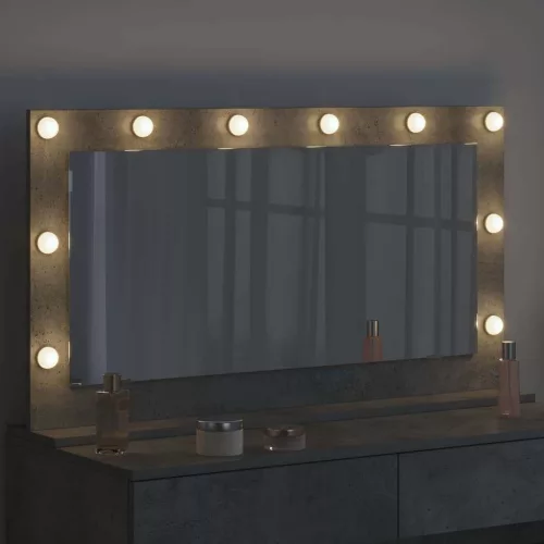 Toalett Tükör LED -es lámpákkal Beton Szürke 100 x 55 x 18 cm