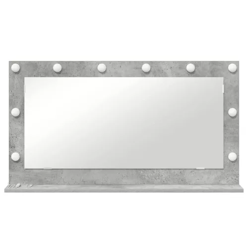 Toalett Tükör LED -es lámpákkal Beton Szürke 100 x 55 x 18 cm