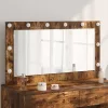 Toalett Tükör LED -es lámpákkal Füstölt tölgy 100 x 55 x 18 cm