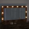Toalett Tükör LED -es lámpákkal Füstölt tölgy 100 x 55 x 18 cm