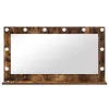 Toalett Tükör LED -es lámpákkal Füstölt tölgy 100 x 55 x 18 cm