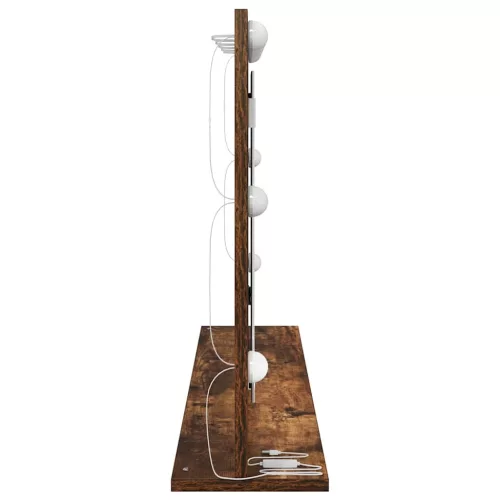 Toalett Tükör LED -es lámpákkal Füstölt tölgy 100 x 55 x 18 cm