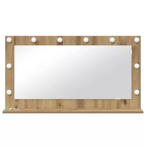 Toalett Tükör LED -es lámpákkal Artisan tölgy 100 x 55 x 18 cm