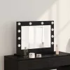 Toalett Tükör LED -es lámpákkal Fekete tölgy 60 x 45 x 18 cm