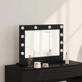  Toalett Tükör LED -es lámpákkal Fekete tölgy 60 x 45 x 18 cm