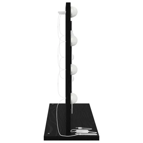 Toalett Tükör LED -es lámpákkal Fekete tölgy 60 x 45 x 18 cm