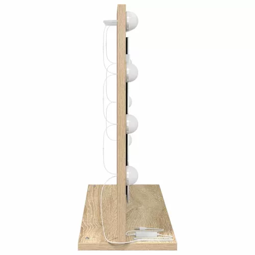Toalett Tükör LED -es lámpákkal Sonoma tölgy 60 x 45 x 18 cm