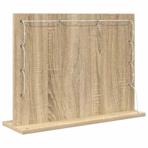 Toalett Tükör LED -es lámpákkal Sonoma tölgy 60 x 45 x 18 cm