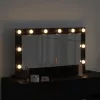 Toalett Tükör LED -es lámpákkal Fekete tölgy 80 x 45 x 18 cm