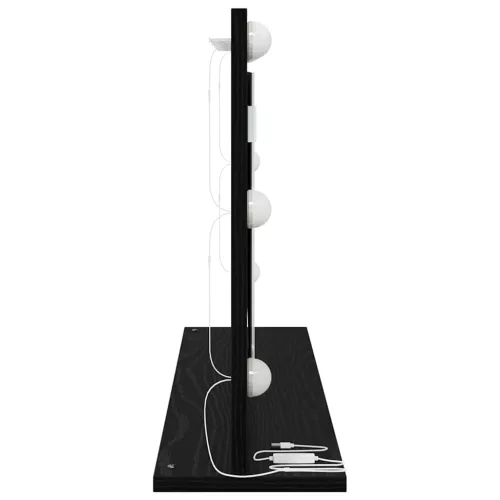 Toalett Tükör LED -es lámpákkal Fekete tölgy 80 x 45 x 18 cm