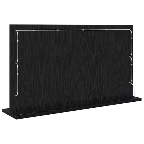 Toalett Tükör LED -es lámpákkal Fekete tölgy 80 x 45 x 18 cm