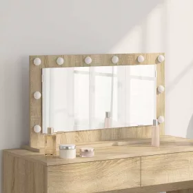   Toalett Tükör LED -es lámpákkal Sonoma tölgy 80 x 45 x 18 cm