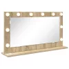Toalett Tükör LED -es lámpákkal Sonoma tölgy 80 x 45 x 18 cm
