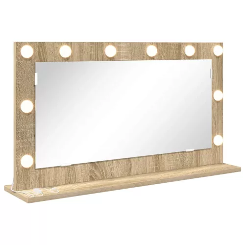 Toalett Tükör LED -es lámpákkal Sonoma tölgy 80 x 45 x 18 cm