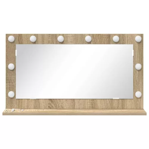 Toalett Tükör LED -es lámpákkal Sonoma tölgy 80 x 45 x 18 cm