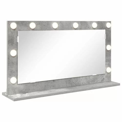 Toalett Tükör LED -es lámpákkal Beton Szürke 80 x 45 x 18 cm