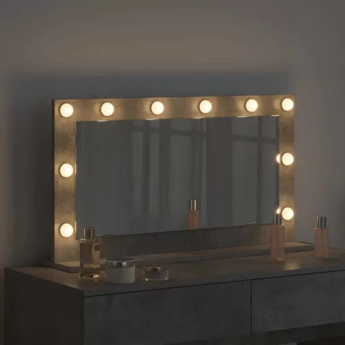 Toalett Tükör LED -es lámpákkal Beton Szürke 80 x 45 x 18 cm