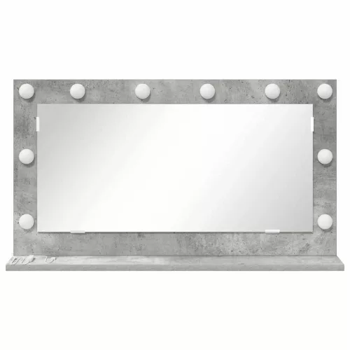 Toalett Tükör LED -es lámpákkal Beton Szürke 80 x 45 x 18 cm