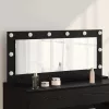 Toalett Tükör LED -es lámpákkal Fekete tölgy 100 x 45 x 18 cm