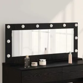   Toalett Tükör LED -es lámpákkal Fekete tölgy 100 x 45 x 18 cm