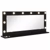 Toalett Tükör LED -es lámpákkal Fekete tölgy 100 x 45 x 18 cm