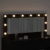 Toalett Tükör LED -es lámpákkal Fekete tölgy 100 x 45 x 18 cm