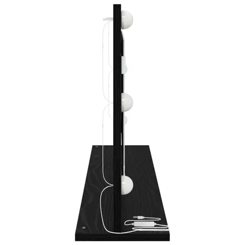 Toalett Tükör LED -es lámpákkal Fekete tölgy 100 x 45 x 18 cm