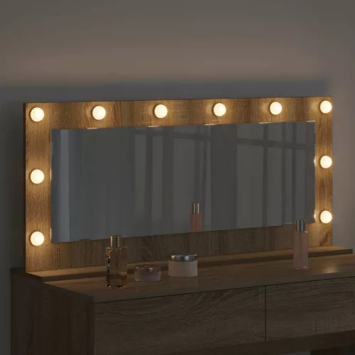 Toalett Tükör LED -es lámpákkal Sonoma tölgy 100 x 45 x 18 cm