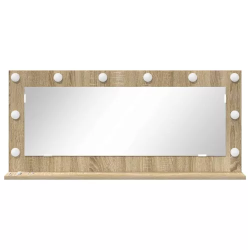 Toalett Tükör LED -es lámpákkal Sonoma tölgy 100 x 45 x 18 cm