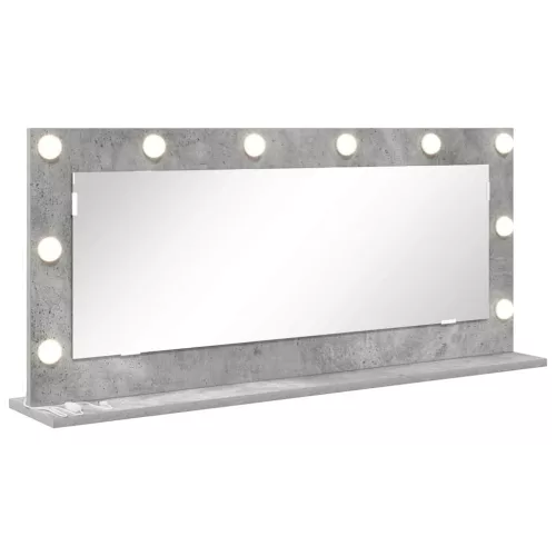 Toalett Tükör LED -es lámpákkal Beton Szürke 100 x 45 x 18 cm