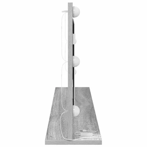 Toalett Tükör LED -es lámpákkal Szürke Sonoma 100 x 45 x 18 cm