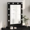 Toalett Tükör LED -es lámpákkal Fekete tölgy 70 x 50 x 18 cm