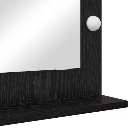 Toalett Tükör LED -es lámpákkal Fekete tölgy 70 x 50 x 18 cm