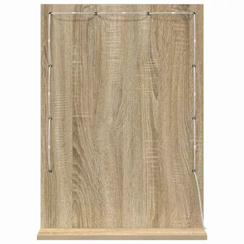 Toalett Tükör LED -es lámpákkal Sonoma tölgy 70 x 50 x 18 cm