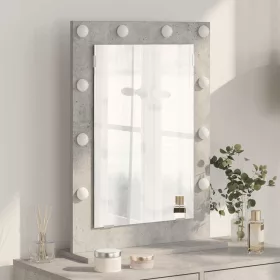   Toalett Tükör LED -es lámpákkal Beton Szürke 70 x 50 x 18 cm