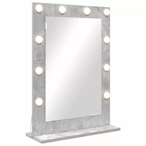 Toalett Tükör LED -es lámpákkal Beton Szürke 70 x 50 x 18 cm