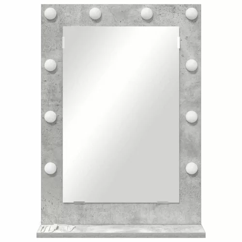Toalett Tükör LED -es lámpákkal Beton Szürke 70 x 50 x 18 cm