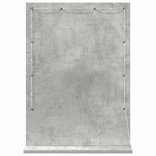 Toalett Tükör LED -es lámpákkal Beton Szürke 70 x 50 x 18 cm