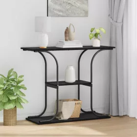   Konzolasztal polcokkal Musta tammi 101 x 35 x 80.5 cm Faanyag