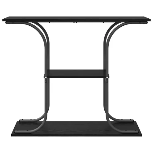 Konzolasztal polcokkal Musta tammi 101 x 35 x 80.5 cm Faanyag