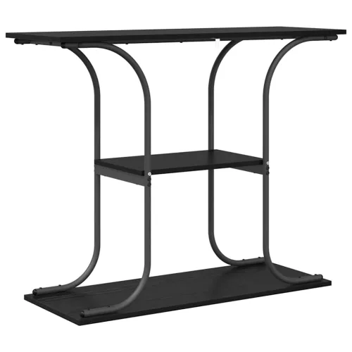 Konzolasztal polcokkal Musta tammi 101 x 35 x 80.5 cm Faanyag