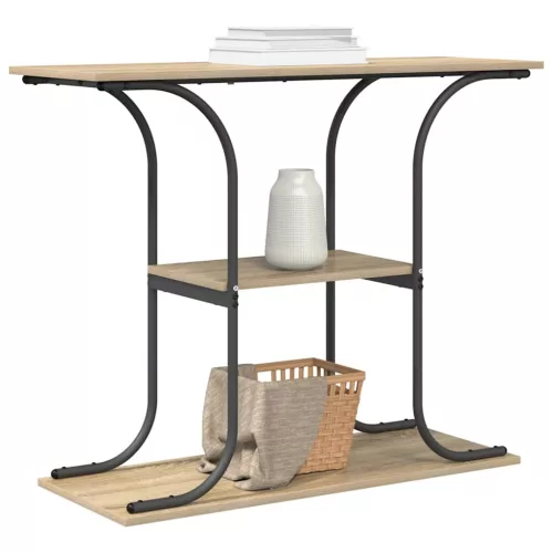 Konzolasztal polcokkal sonoma tölgy 101 x 35 x 80.5 cm Faanyag