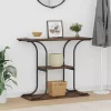 Konzolasztal polcokkal Füstölt tölgy 101 x 35 x 80.5 cm Faanyag