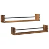 Falpolc polcokkal 2 pcs Régi fa 80 x 16 x 14 cm Faanyag