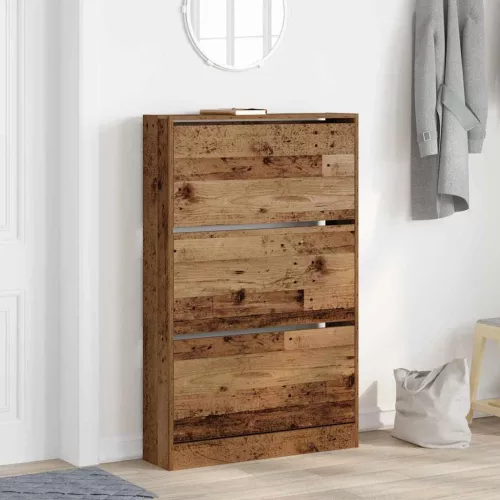 Cipőszekrény tárolóval Régi fa 80 x 21 x 125.5 cm Faanyag